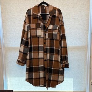 Plaid Button-Up Shirt Jacket